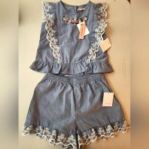 NWT BCBG Girl's Chambray Girl's Short Set-Size 5